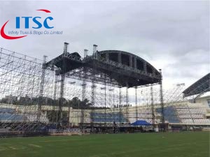 65 foot heavy duty curved roof stage trusses lighting rig