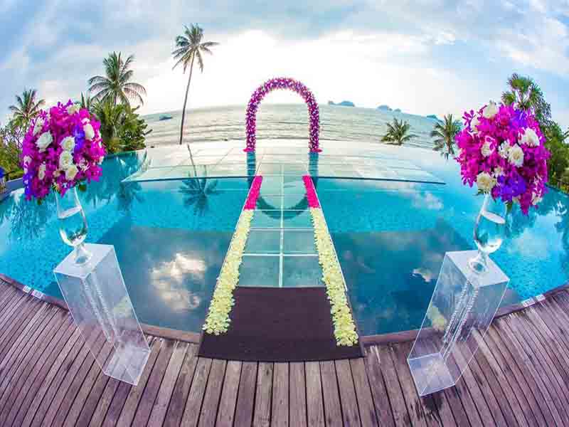 glass stage platform for wedding