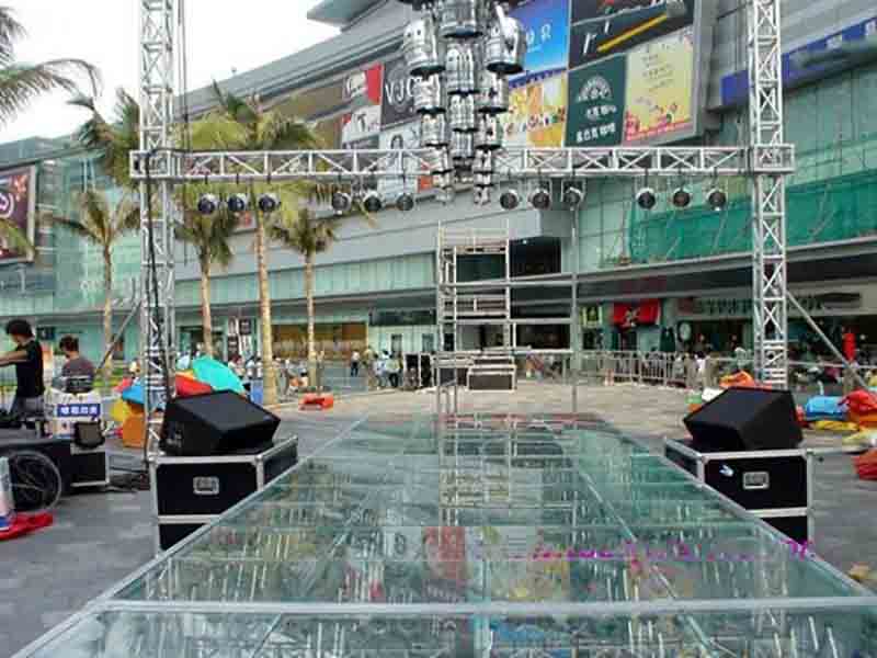transparent glass stage for events