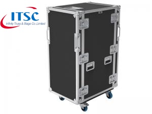 24U Cheap Aluminium Shockmount Rack Case hardware on wheels