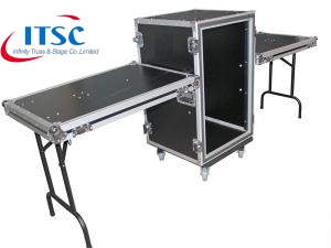 18U Space Shockmount Flight Rack Case Hardware On wheels