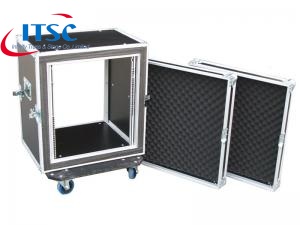 12U Audio Shockmount Rack Flight Case on Wheels