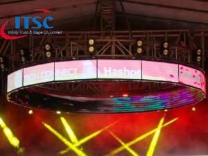 50ft dia circular stage truss with 20x20 bolted box truss segments
