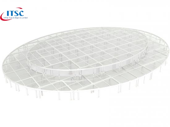 glass round stage for tv