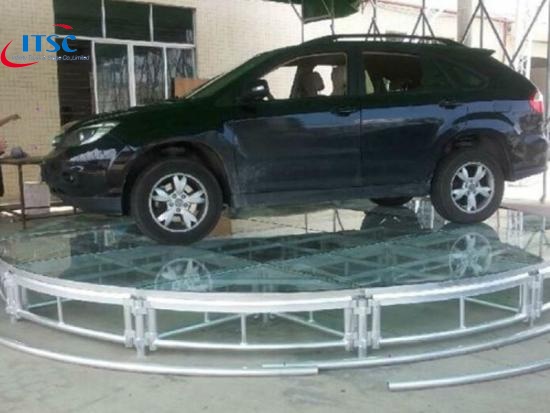 glass round stage for tv