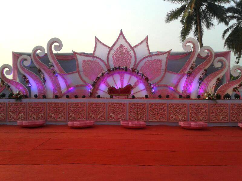 India Outdoor Flower Wedding reception Decoration Stage Ideas with