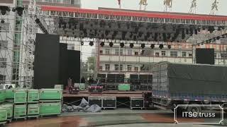 How to set up portable stage box truss system for school?