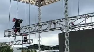 Concert Stage Box Truss Setup with Branded Motor Hoists